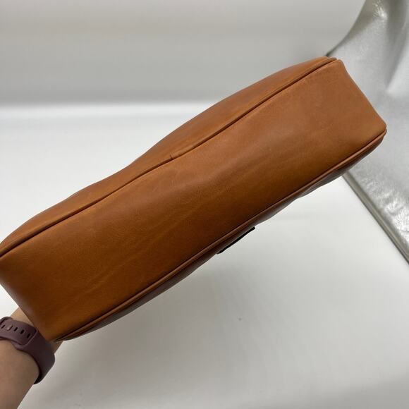 Dooney & Bourke Florentine Leather Crescent Hobo Brown Natural - Picture 8 of 16